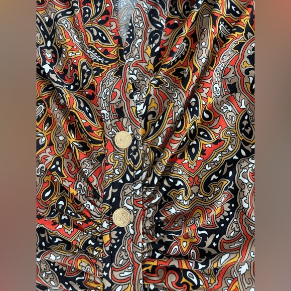 MICHAEL KORS Paisley Snap-Front Midi Dress Size Small — NOT OUTLET BNWT - Picture 8 of 16